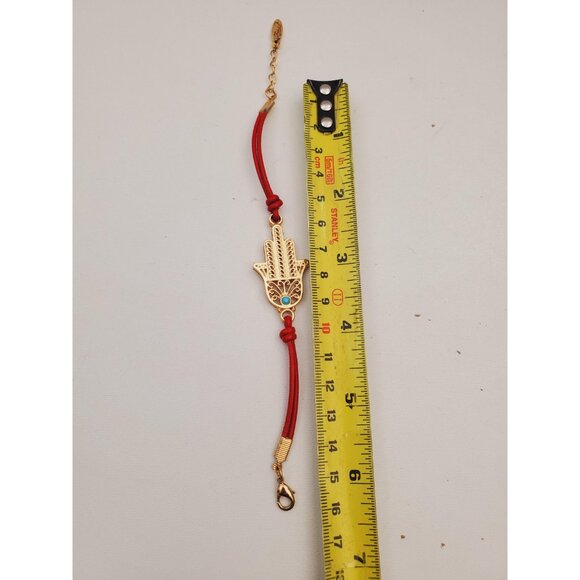Jewelry red cord with a gold plated charm, cord bracelet with hamsa hand pendant - Picture 8 of 10